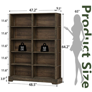 76" Tall 6-Tier Wood Bookcase with 12 Compartments