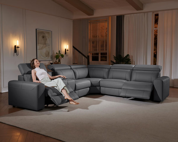Electric Reclining Sectional Sofa with Console