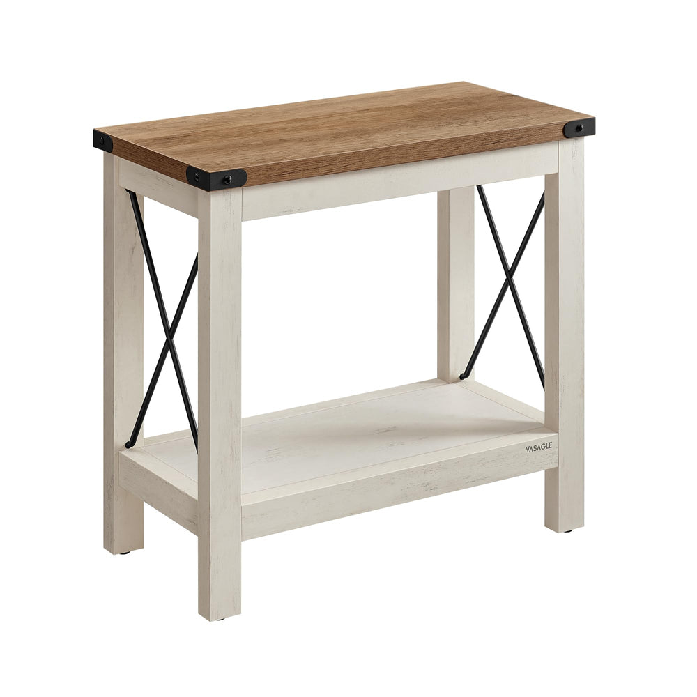 2-Tier Farmhouse End Table with Bottom Shelf