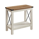2-Tier Farmhouse End Table with Bottom Shelf