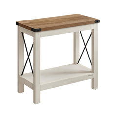 2-Tier Farmhouse End Table with Bottom Shelf