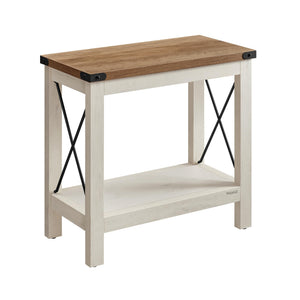 2-Tier Farmhouse End Table with Bottom Shelf