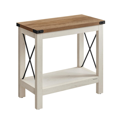2-Tier Farmhouse End Table with Bottom Shelf