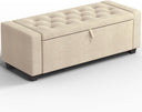 Storage Ottoman Bench with Lid – 47" Upholstered Entryway Bench