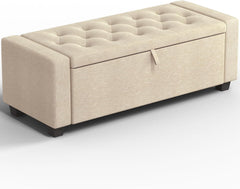 Storage Ottoman Bench with Lid – 47" Upholstered Entryway Bench