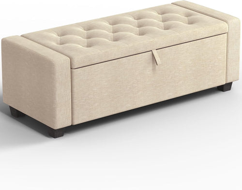 Storage Ottoman Bench with Lid – 47" Upholstered Entryway Bench