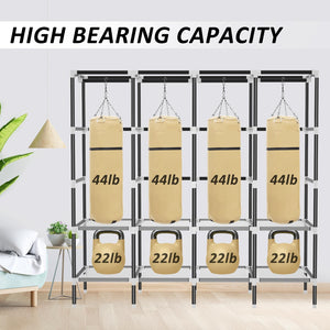 Portable Wardrobe Closet with 3 Hanging Rods & 6 Shelves