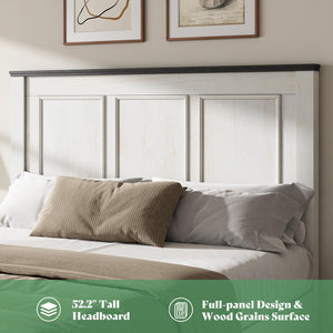 Farmhouse Bedroom Set with Platform Bed & Charging Nightstands