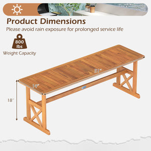 Acacia Wood Outdoor Bench – Slatted Seat, 800 lbs Capacity