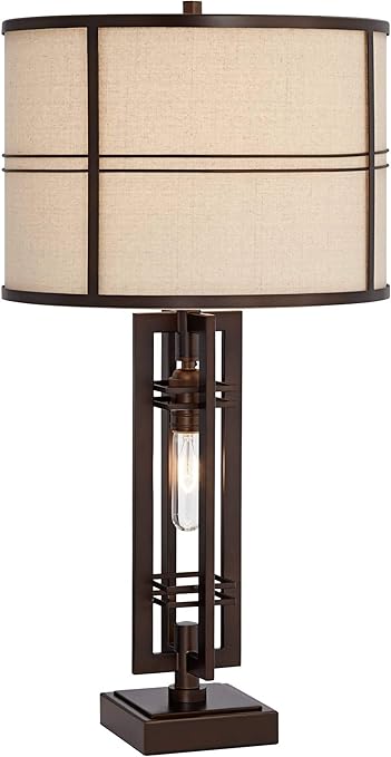 Industrial Table Lamp with Dimmer, USB Port & Nightlight – 28" Tall