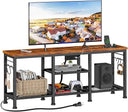 TV Stand with Power Outlets & Open Storage Shelves for 55 Inch TVs
