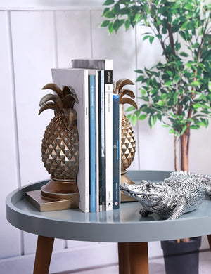 Decorative Pineapple Bookends Silver 9.4 Inch