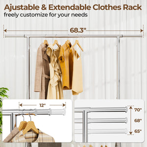 Heavy Duty Rolling Clothes Rack with Shelves & Lockable Wheels