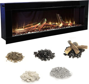Linear Electric Fireplace Insert with Real Wood Log Set