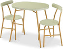 3-Piece Oval Dining Table Set with 2 Chairs, Metal Frame & Curved Backrests