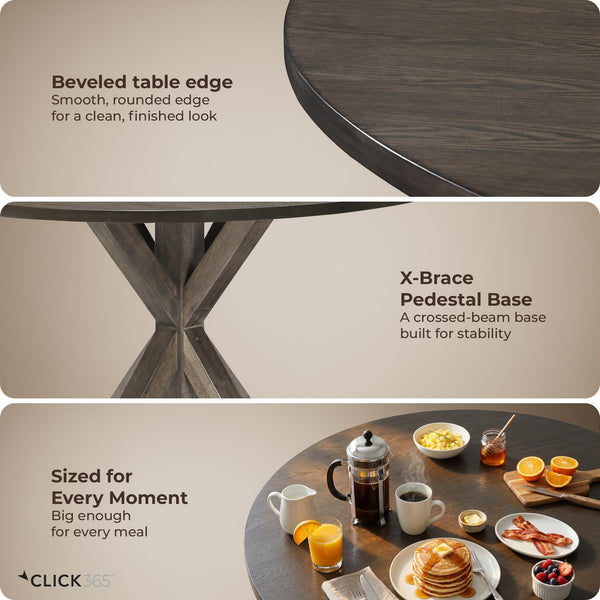 Round Solid Wood Farmhouse Dining Table