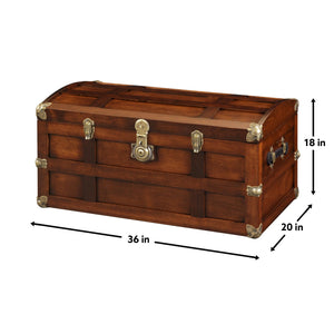 Solid Maple Wood Steamer Trunk Hope Chest with Cedar Tray & Brass Lock
