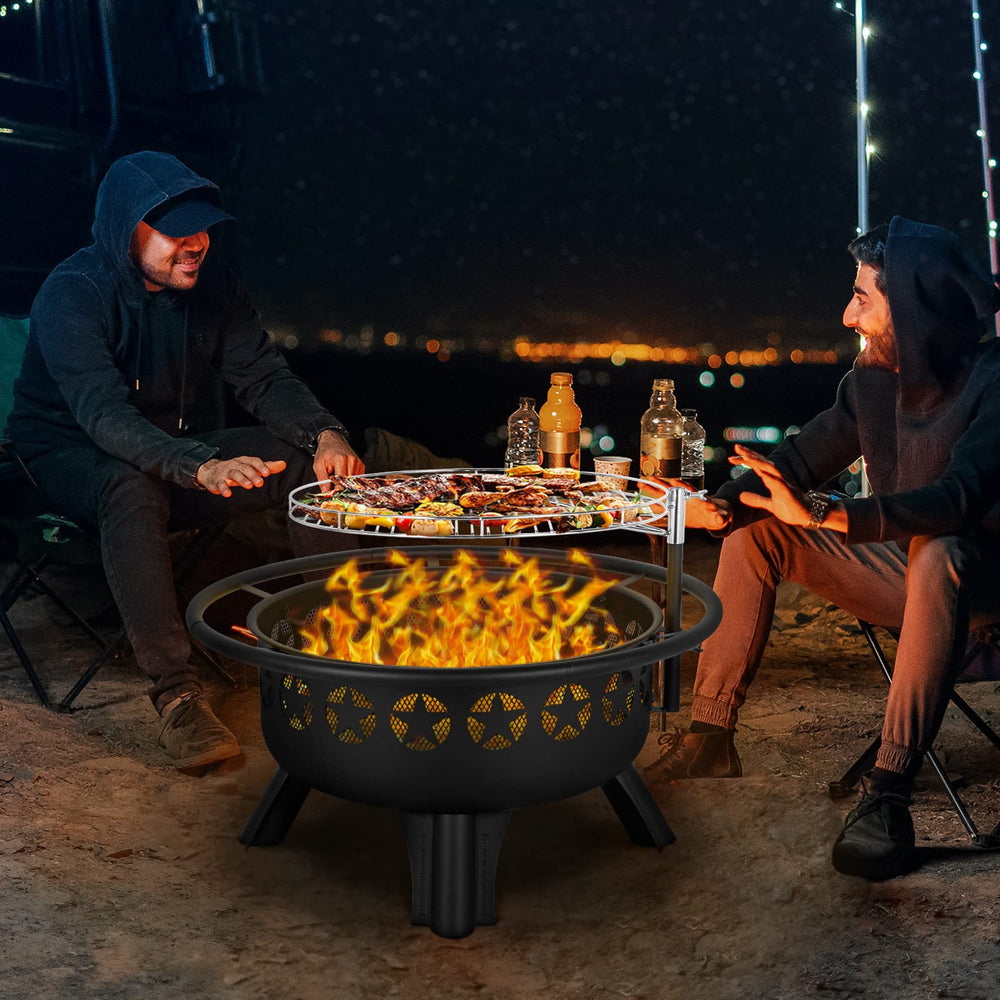 31" 2-in-1 Wood Burning Fire Pit with Swivel Cooking Grate