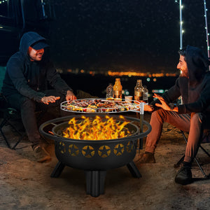 31" 2-in-1 Wood Burning Fire Pit with Swivel Cooking Grate