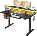 U-Shaped Electric Standing Desk with Keyboard Tray & Monitor Stand
