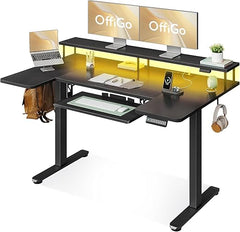 U-Shaped Electric Standing Desk with Keyboard Tray & Monitor Stand