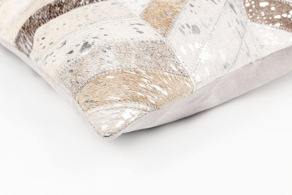 Cowhide Leather Patchwork Throw Pillow