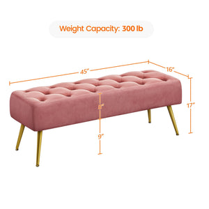 Upholstered Ottoman Bench with Metal Legs