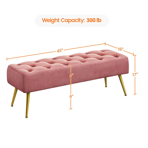 Upholstered Ottoman Bench with Metal Legs