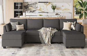 U-Shaped Modular Sectional Sofa with Ottoman – 7 Seat