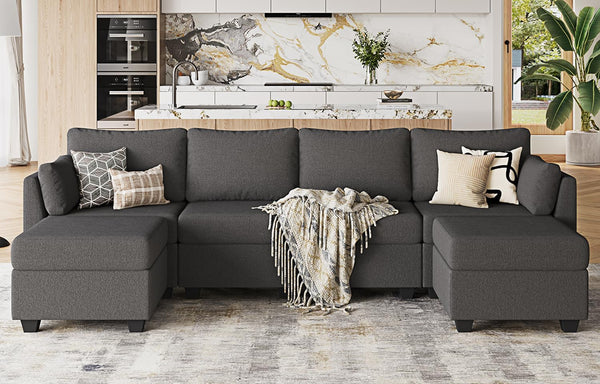 U-Shaped Modular Sectional Sofa with Ottoman – 7 Seat