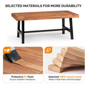 Outdoor Wooden Coffee Table with Metal Frame