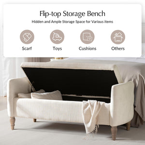 59" Storage Bench with Flip-Top & Throw Pillows