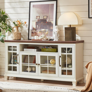 Farmhouse Sideboard Buffet Cabinet with Glass Doors