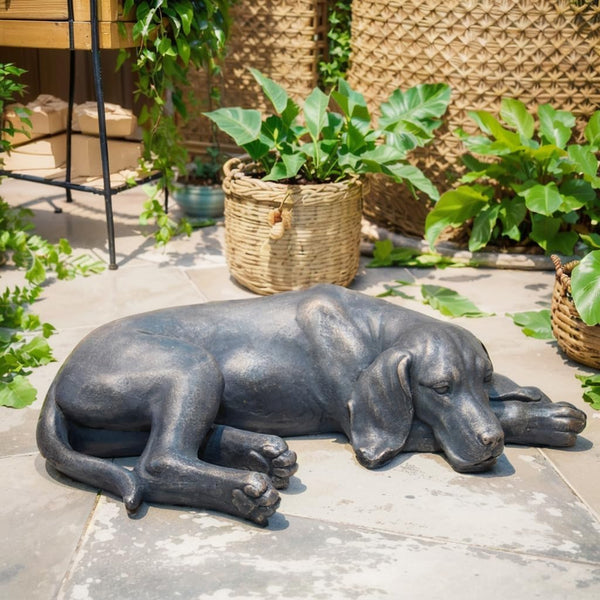 Sleeping Dog Garden Statue – Resin Outdoor Sculpture for Patio, Lawn & Yard