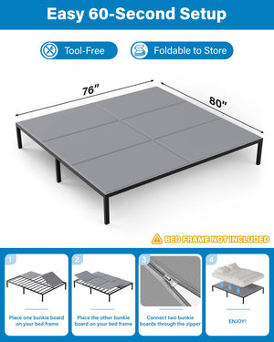 Foldable Bunkie Board — Non-Slip, Noise-Minimizing Mattress Support