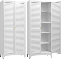 Metal Wardrobe Closet with Doors & Adjustable Shelves