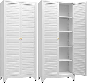 Metal Wardrobe Closet with Doors & Adjustable Shelves