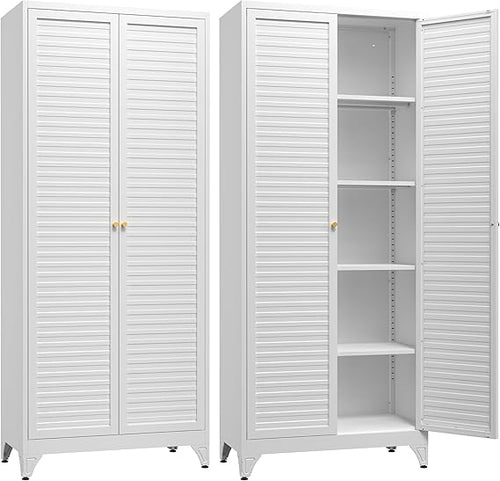 Metal Wardrobe Closet with Doors & Adjustable Shelves