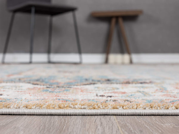 Persian Area Rug – Faded Beige & Blue, Vintage Style, Power-Loomed