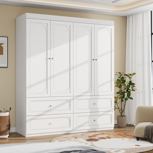 4-Door Armoire Wardrobe with Drawers