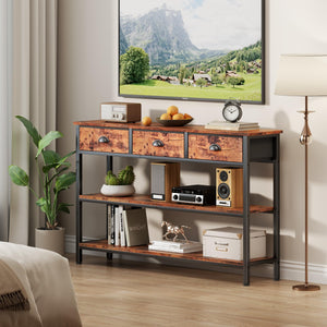 47-Inch Console Table with 3 Drawers and Storage Shelves