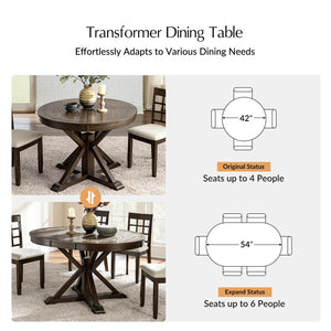 Round Extendable Dining Table with Pedestal Base – Walnut