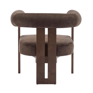 Velvet Accent Chair with Curved Backrest & Wooden Legs