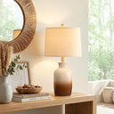 24" Farmhouse Table Lamp – Hand-Textured Ceramic Ombre