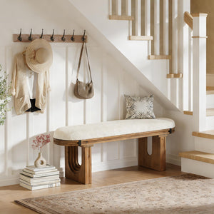 Solid Wood Upholstered Bench 47"