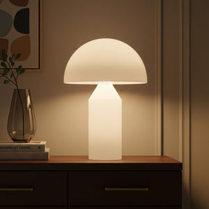 Brightech Venus Glass - 14" Contemporary Table Lamp with Glass Shade and Body - Unique Mushroom Table Lamp - Dimmable LED Light Bulbs for Bedroom Reading, Great Décor for Living Rooms, Offices