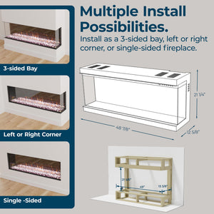 49" Multi-Sided Built-in Electric Fireplace