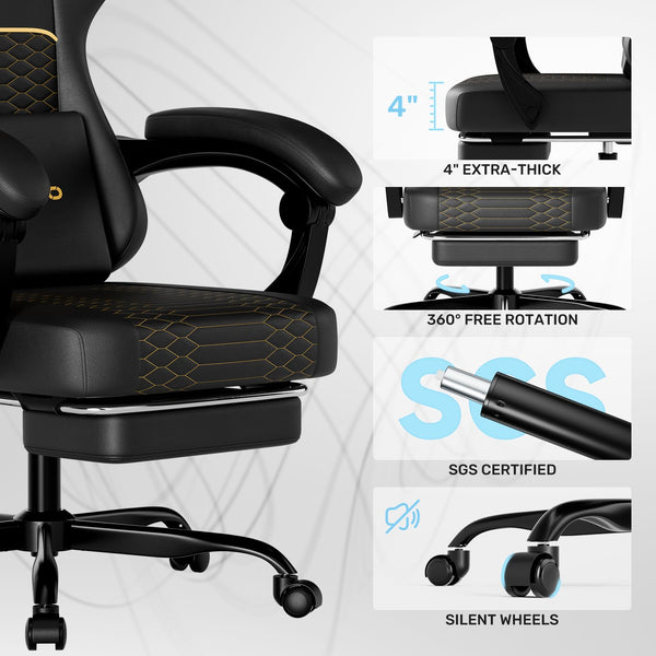 Gaming Chair with Footrest & Recliner