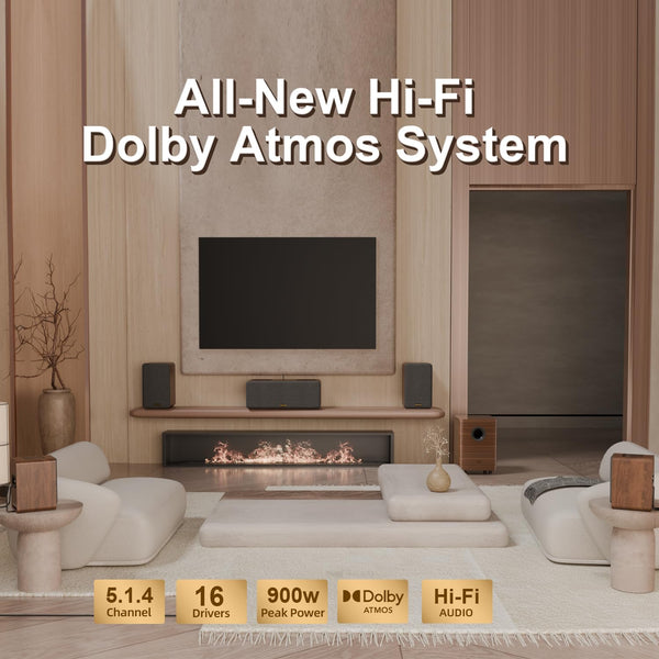 5.1.4 Dolby Atmos Home Theater System – 900W with Subwoofer & Surround Speakers