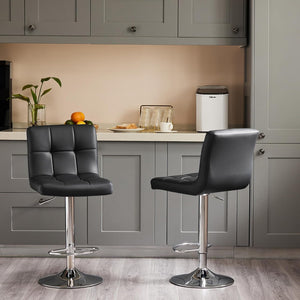 Counter Height Bar Stools with Metal Base & PU Leather Seat